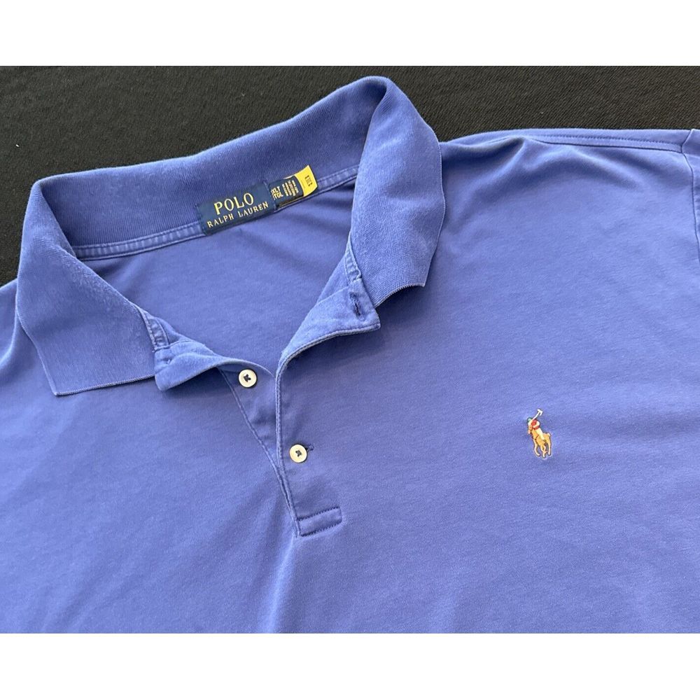 POLO Ralph Lauren 3XLT BLUE Cotton Short Sleeve Polo Shirt Mens EXCELLENT & SOFT